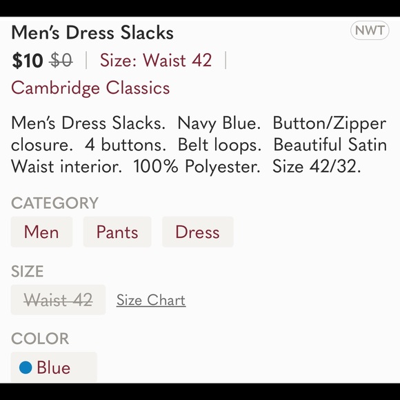 Men’s blue dress slacks - Picture 5 of 6